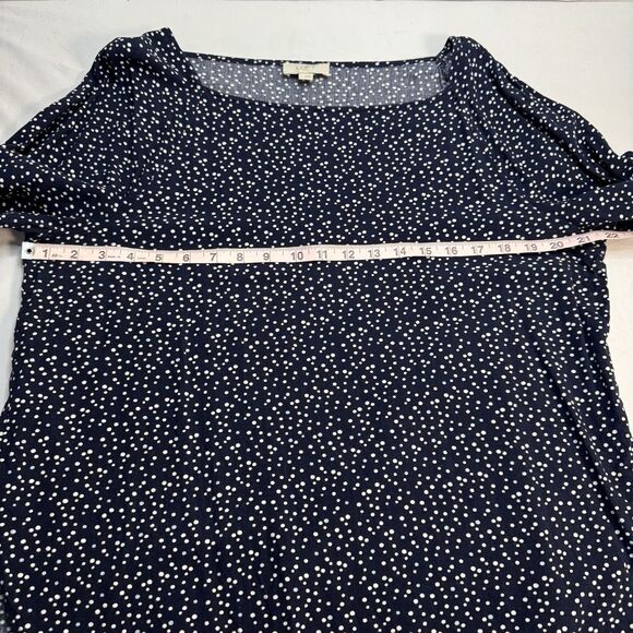 LOFT Women’s Large Navy White Polka Dot Long Sleeve Blouse Casual - Picture 7 of 7